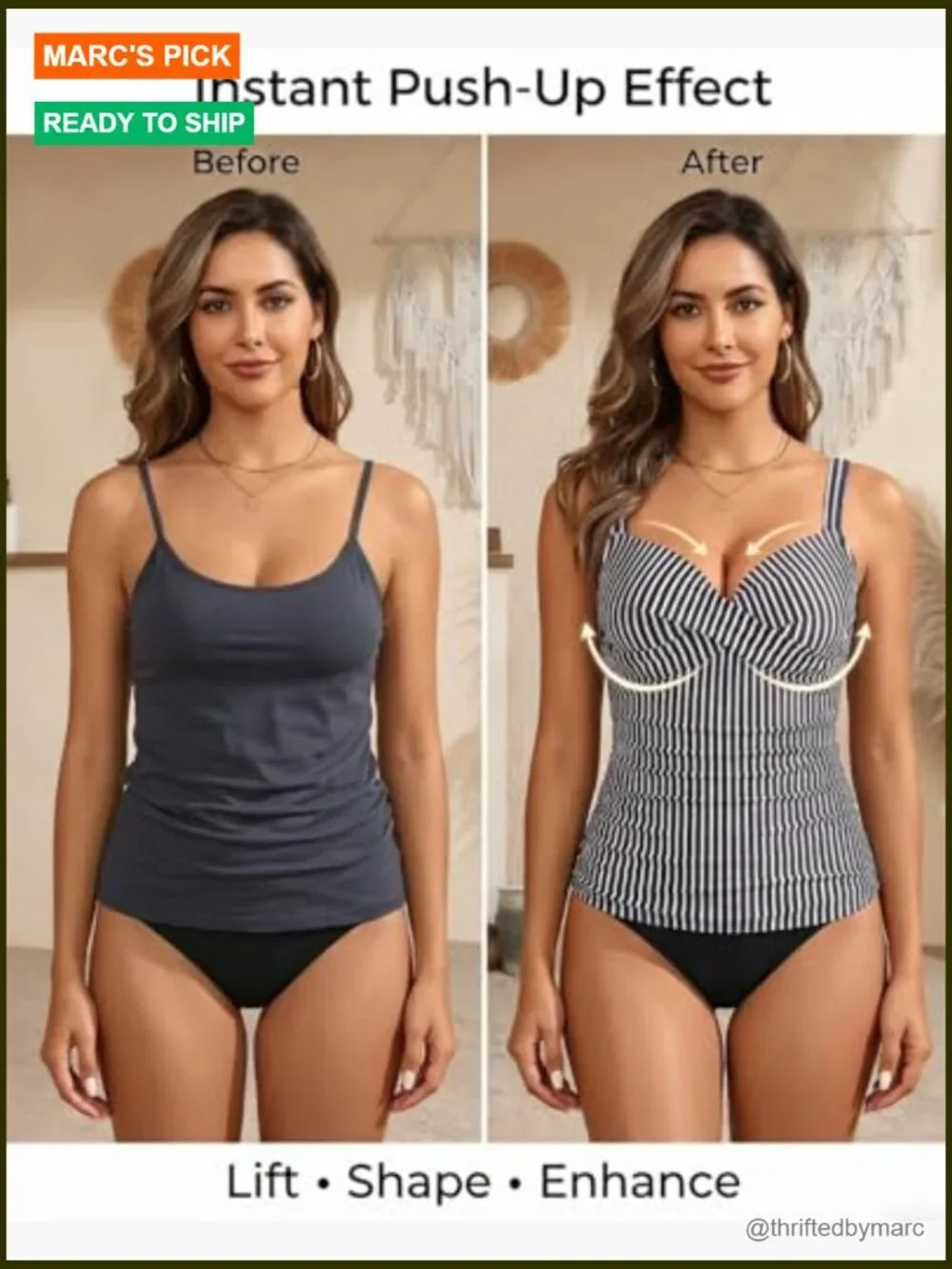 Underwire Tankini Top Push Up Swim Top Tummy Control Bathing Suit No Bottom